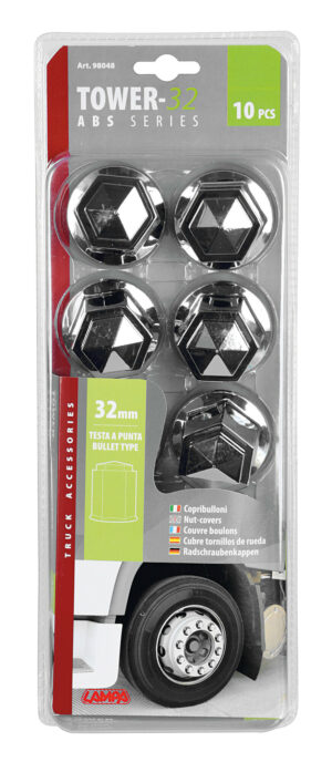 Set 10 copribulloni in ABS - Ø 32 mm - Cromo - immagine 5
