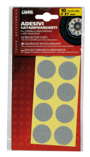 Set 10 adesivi catarifrangenti Ø 27 mm - Bianco - immagine 3