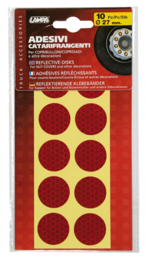 Set 10 adesivi catarifrangenti Ø 27 mm - Rosso - immagine 2