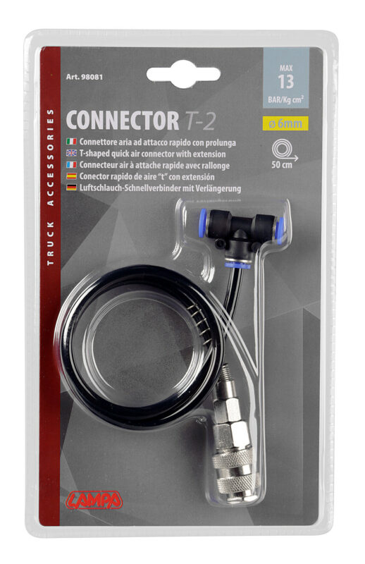 T-2, connettore aria ad attacco rapido Ø 6 mm, con prolunga 50 cm - immagine 2