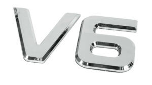 Emblemi motore 3D cromati - 92x165 mm - V6