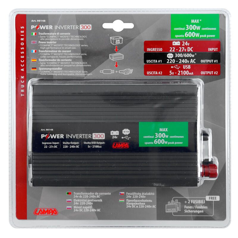 Power Inverter 300, trasformatore 24V > 220V - immagine 2