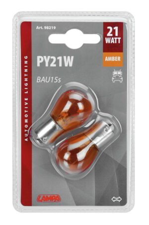 24V Lampada 1 filamento - PY21W - 21W - BAU15s - 2 pz  - D/Blister - Arancio - immagine 4