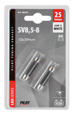 24/28V Led Series - 3 SMD x 3 chips - 10x39 mm - SV8,5-8 - 2 pz  - D/Blister - Bianco - Doppia polarità - immagine 3