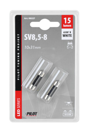 24/28V Led Series - 2 SMD x 3 chips - 10x31 mm - SV8,5-8 - 2 pz  - D/Blister - Bianco - Doppia polarità - immagine 3