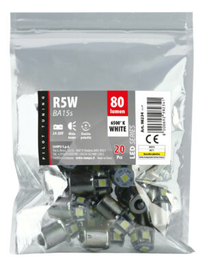 24/28V Led Series - 6 SMD x 3 chips - (R5W) - BA15s - 20 pz  - Busta - Bianco - Doppia polarità