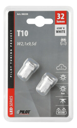 24/28V Hyper-Led 6 - 2 SMD x 3 chips - (T10) - W2,1x9,5d - 2 pz  - D/Blister - Bianco - Doppia polarità - immagine 3