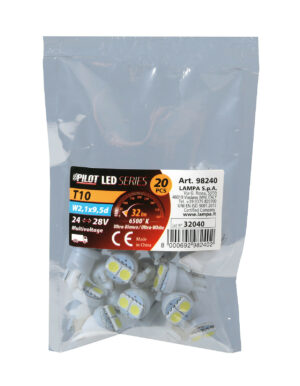 24/28V Hyper-Led 6 - 2 SMD x 3 chips - (T10) - W2,1x9,5d - 20 pz  - Scatola - Bianco - Doppia polarità - immagine 3