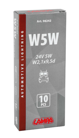 24V Lampada con zoccolo vetro - W5W - 5W - W2,1x9,5d - 10 pz - Scatola - immagine 3