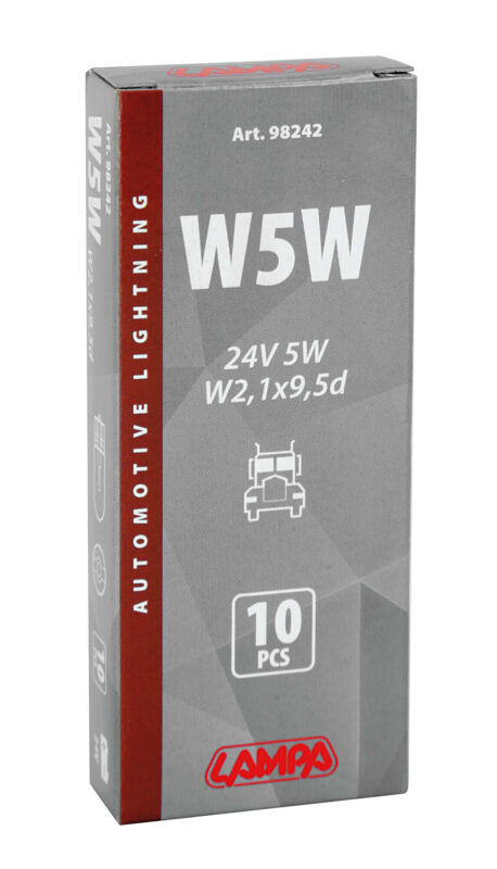 24V Lampada con zoccolo vetro - W5W - 5W - W2,1x9,5d - 10 pz - Scatola - immagine 3