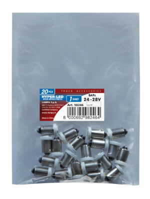 24/28V Led Series - 1 SMD x 3 chips - (T4W) - BA9s - 20 pz  - Busta - Bianco - Doppia polarità - immagine 4