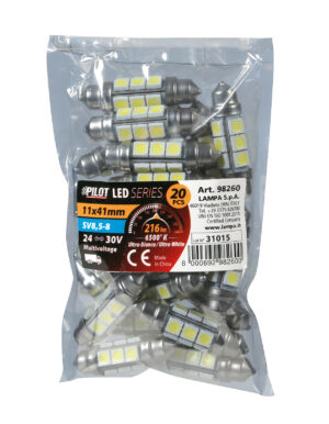 24/30V Led Series - 12 SMD x 3 chips - 11x41 mm - SV8,5-8 - 20 pz  - Sacchetto - Bianco - Doppia polarità - immagine 3