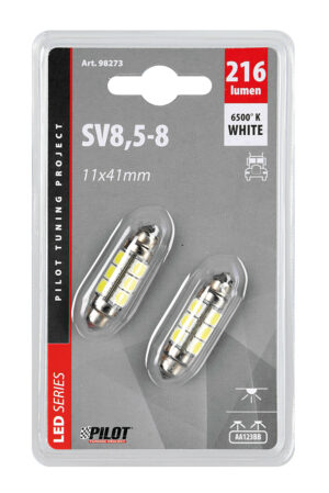 24/30V Led Series - 12 SMD x 3 chips - 11x41 mm - SV8,5-8 - 2 pz  - D/Blister - Bianco - Doppia polarità - immagine 4