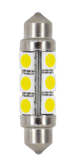 24/30V Led Series - 12 SMD x 3 chips - 11x41 mm - SV8,5-8 - 2 pz  - D/Blister - Bianco - Doppia polarità - immagine 2