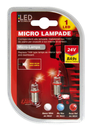 24V Led Series - 1 Led - (T4W) - BA9s - 2 pz  - D/Blister - Rosso - immagine 4