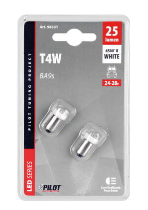 24V Led Series - 4 Led - (T4W) - BA9s - 2 pz  - Scatola - Bianco - immagine 4