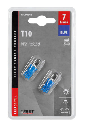 24V Micro lampada 1 Led - (T10) - W2,1x9,5d - 2 pz  - D/Blister - Blu - immagine 3