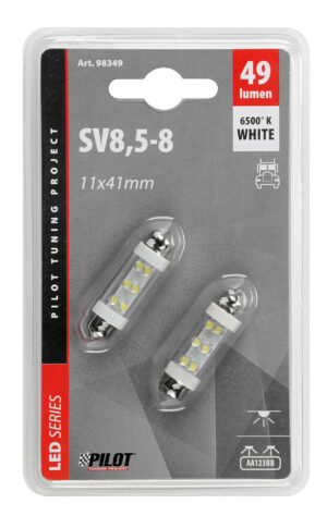 24V Led Series - 6 Led - 11x41 mm - SV8,5-8 - 2 pz  - Scatola - Bianco - immagine 3