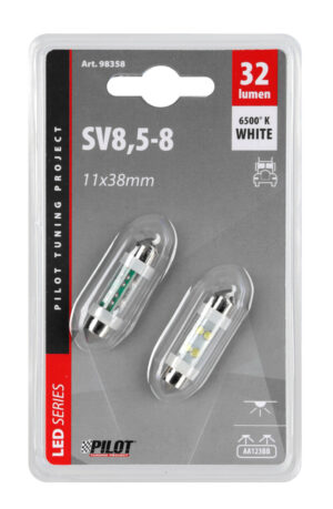24V Led Series - 4 Led - 11x38 mm - SV8,5-8 - 2 pz  - Scatola - Bianco - immagine 3