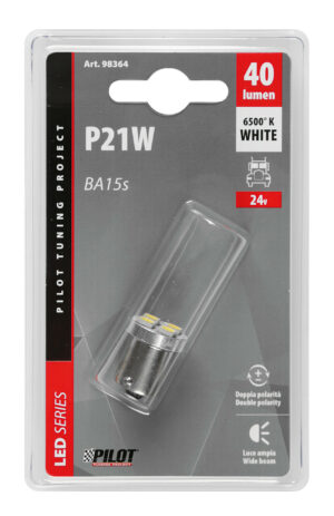 24V Led Series - 4 SMD x 3 chips - (P21W) - BA15s - 1 pz  - D/Blister - Bianco - Doppia polarità - immagine 4