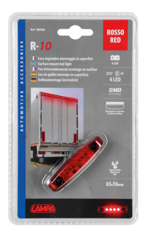 Luce ingombro a 4 Led, 9/33V - Rosso - immagine 5