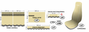 Melissa, set tende e coprisedili in microfibra per camion - Beige - immagine 2