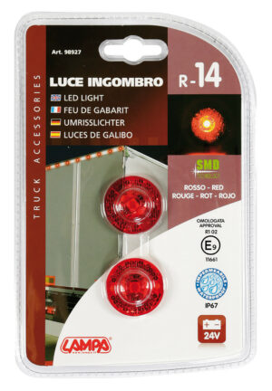 Coppia luci ingombro a 1 Led, 24V - Rosso - immagine 5