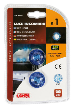 Coppia luci ingombro a 1 Led, 24V - Blu - immagine 4