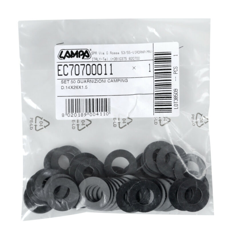 Set 50 pezzi guarnizione in gomma, Ø 14x26x1.5 mm - immagine 3