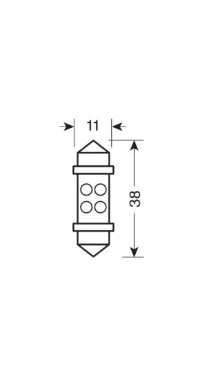 24V Led Series - 4 Led - 11x38 mm - SV8,5-8 - 2 pz  - Scatola - Bianco - immagine 2