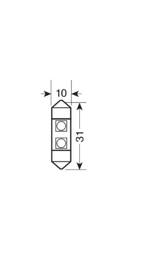 24/28V Led Series - 2 SMD x 3 chips - 10x31 mm - SV8,5-8 - 2 pz  - D/Blister - Bianco - Doppia polarità - immagine 2